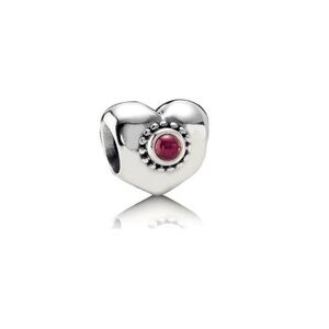 VINTAGE Pandora Silver Heart Charm with Pink Stone